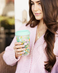 Floral Rush Glass Coffee Tumbler
