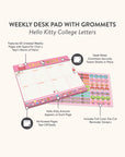 Hello Kitty College Letters Weekly Desk Pad