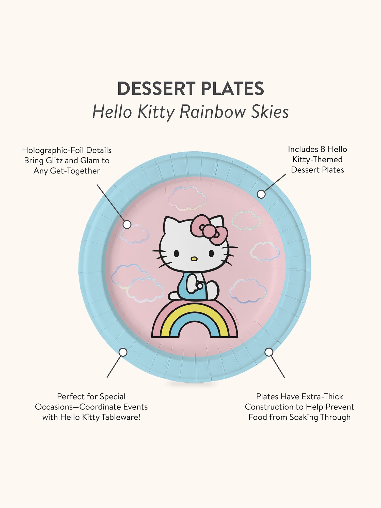 Hello Kitty Rainbow Skies Dessert Plates