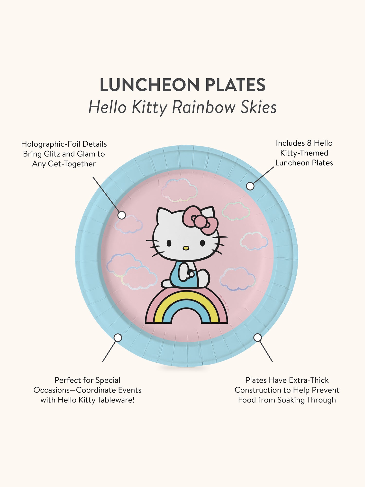 Hello Kitty Rainbow Skies Luncheon Plates