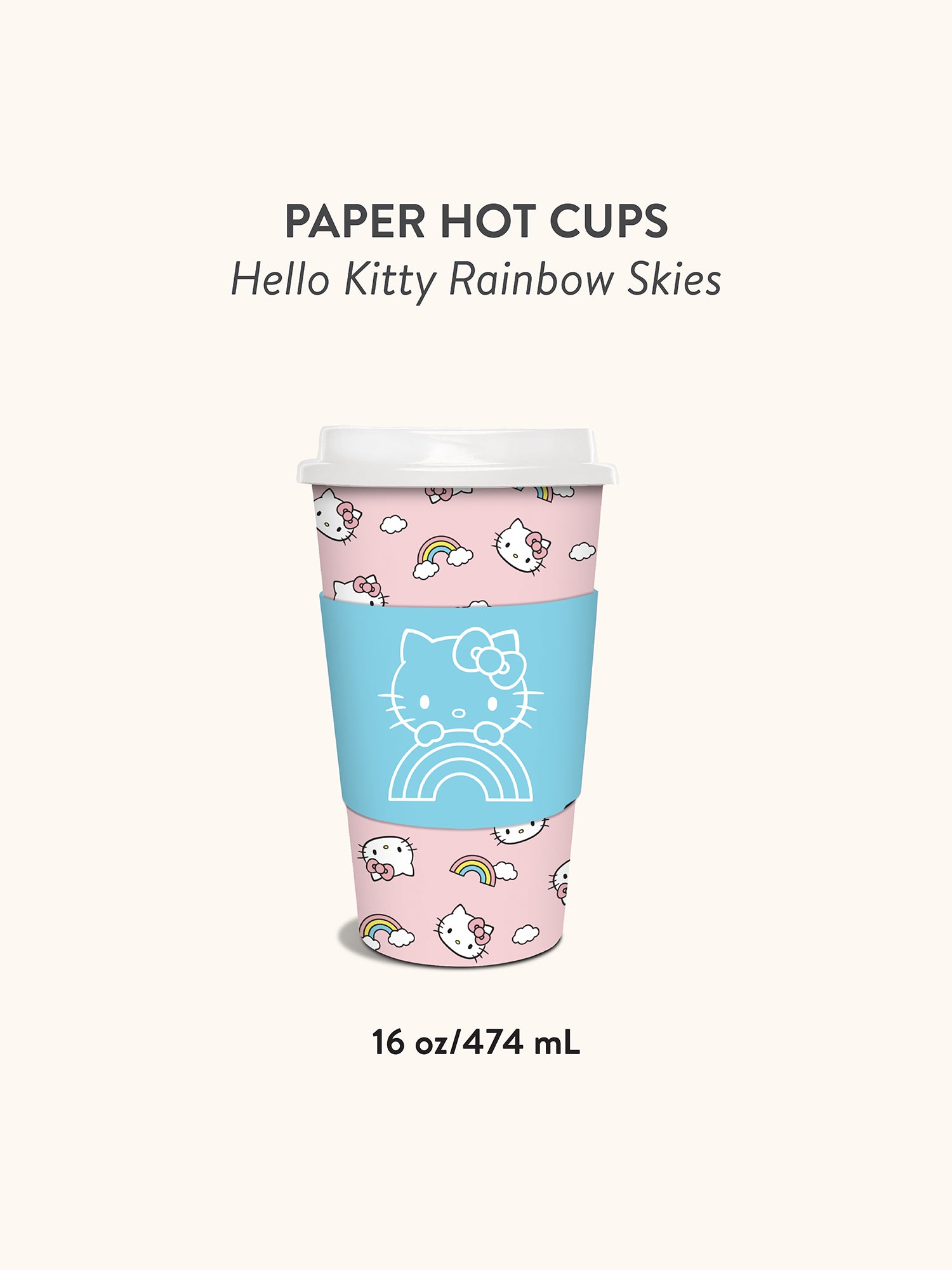 Hello Kitty Rainbow Skies Paper Hot Cups
