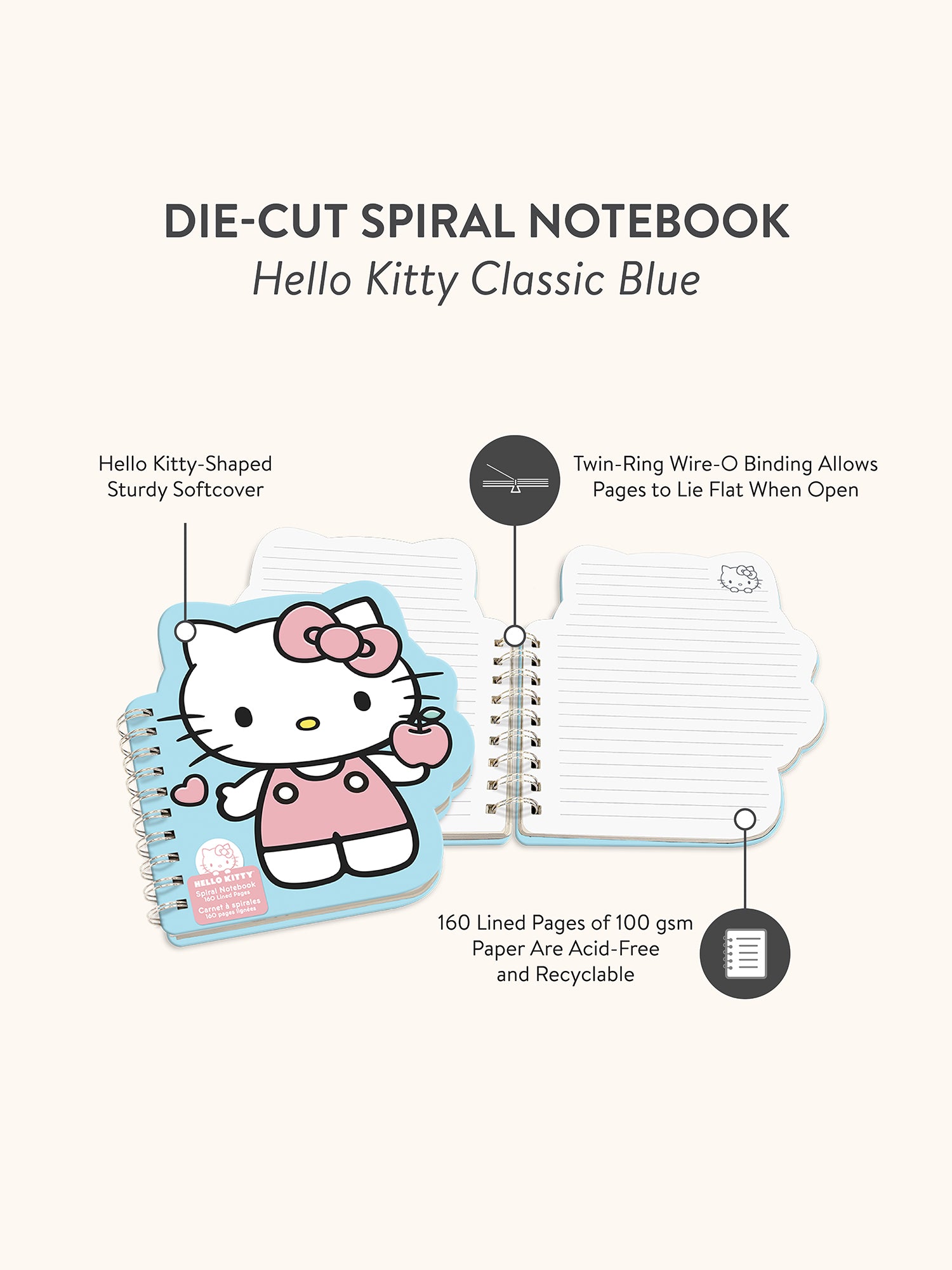 Hello Kitty Classic Blue Die-Cut Notebook