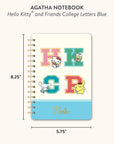 Hello Kitty and Friends College Letters Blue Agatha Notebook with Sticker Sheet