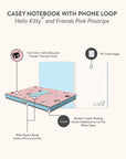 Hello Kitty and Friends Pink Pinstripe Casey Notebook with Phone Loop