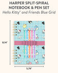 Hello Kitty and Friends Blue Grid Harper Notebook & Pen Set