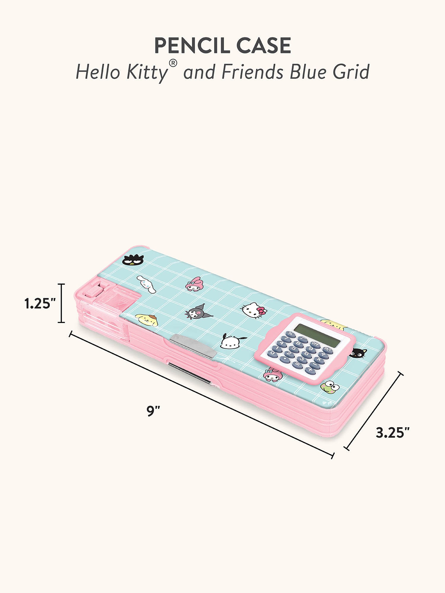 Hello Kitty and Friends Blue Grid Pencil Case