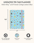 Hello Kitty and Friends College Letters Blue Undated Tri-Tab Planner