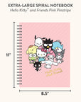 Hello Kitty and Friends Pink Pinstripe Extra-Large Spiral Notebook with Pocket & Sticker Sheet