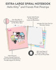 Hello Kitty and Friends Pink Pinstripe Extra-Large Spiral Notebook with Pocket & Sticker Sheet