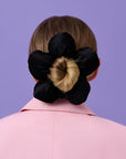 SCOOPS Beauty Flower Scrunchie 2-Pack, Black & Beige Flowers