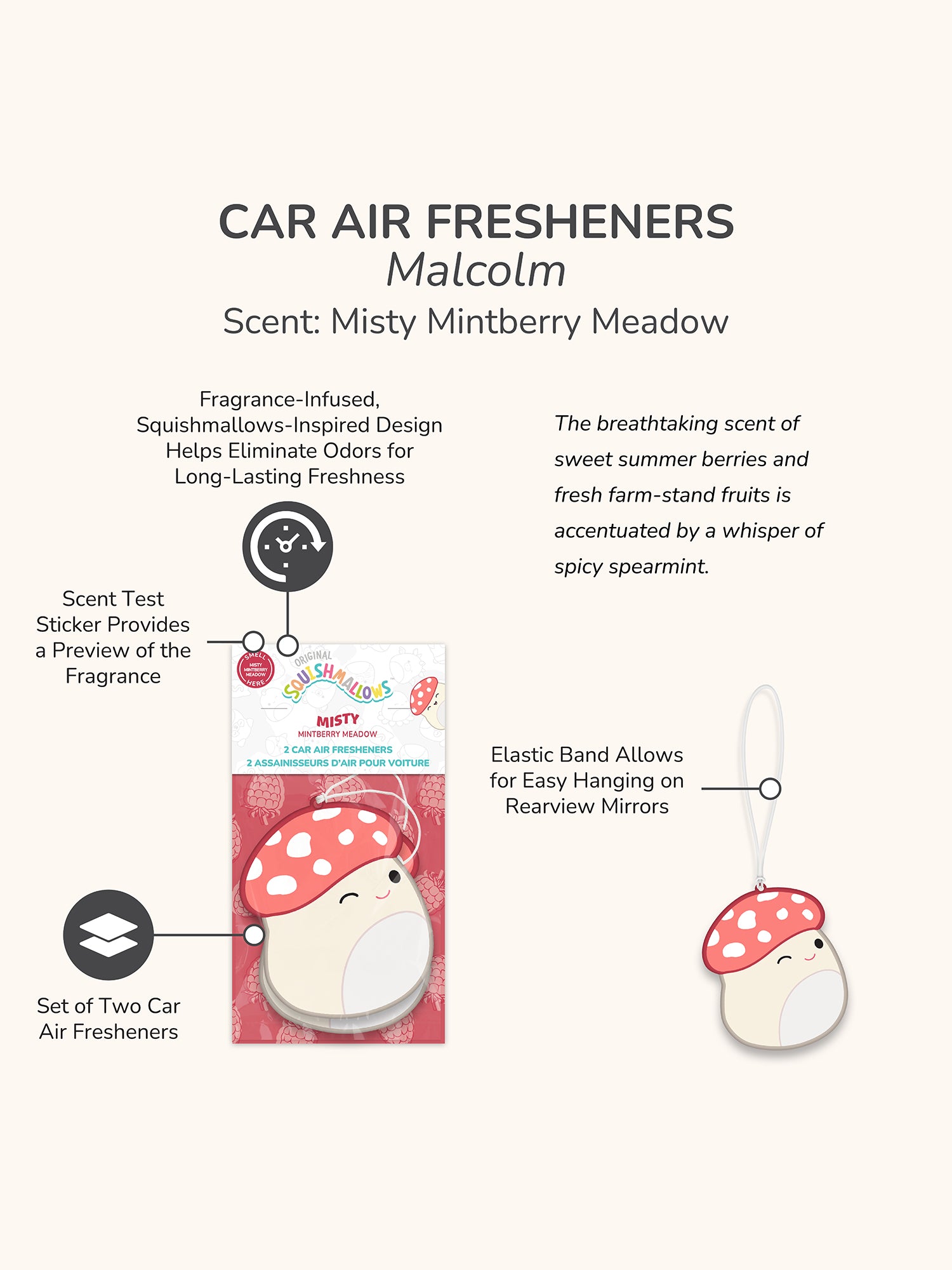 Squishmallows Malcolm Car Air Fresheners - Misty Mintberry Meadow