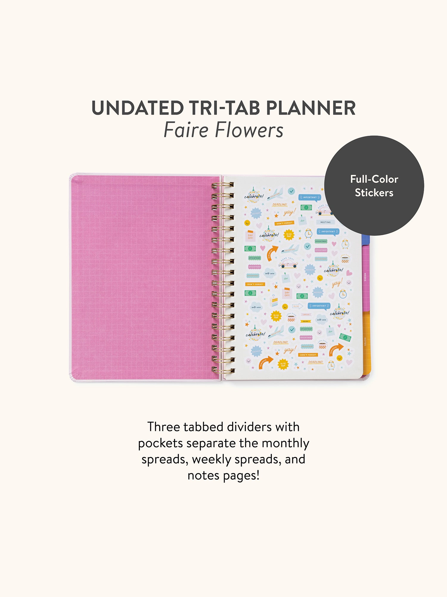 Faire Flowers Undated Tri-Tab Planner