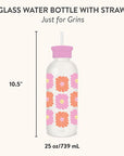 Just for Grins Glass Water Bottle with Straw
