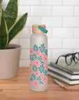 Daisy Maze Glass Water Bottle with Bamboo Lid
