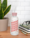 Howdy Partner Glass Water Bottle with Straw