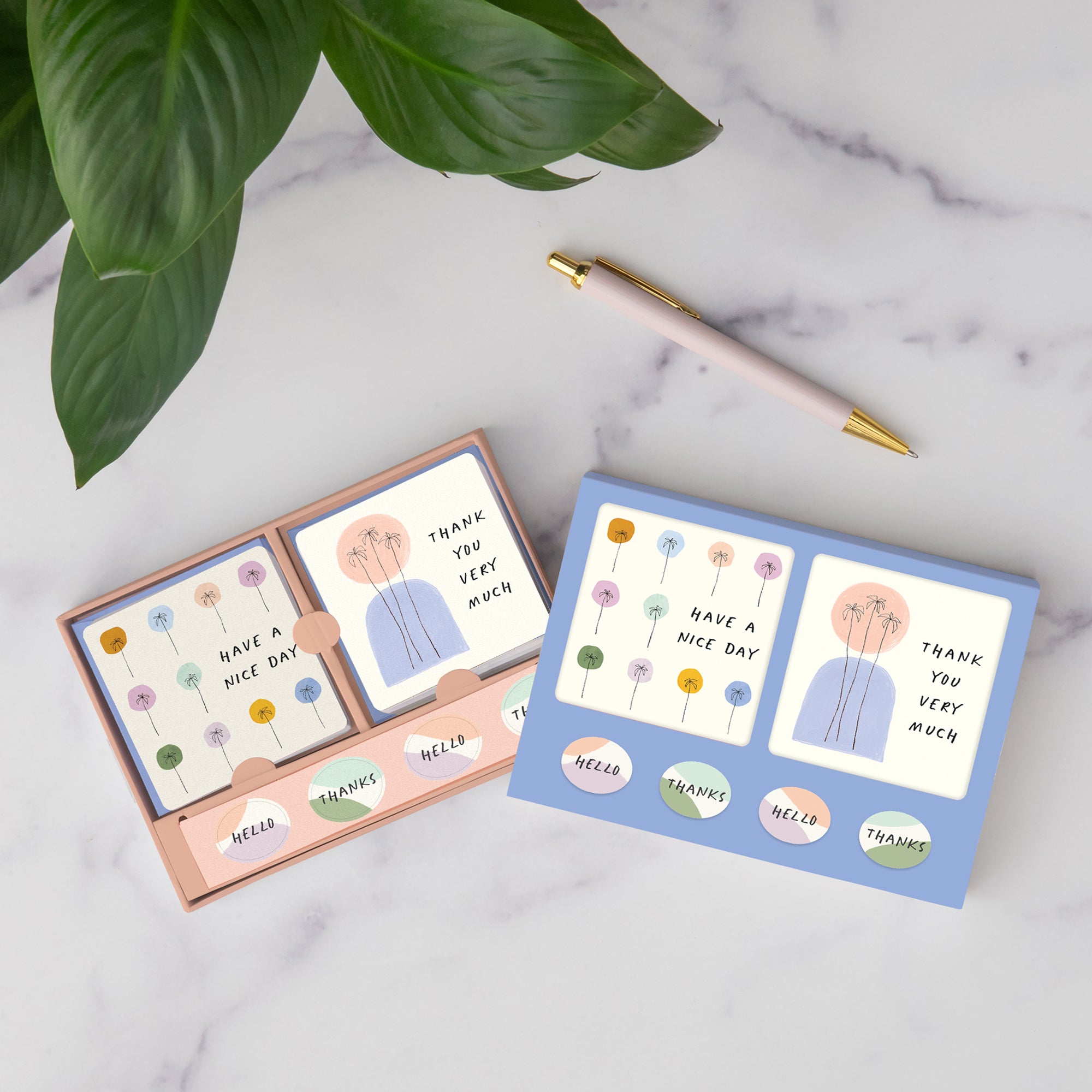 Dotted Palms Mini Note Card Set with Stickers