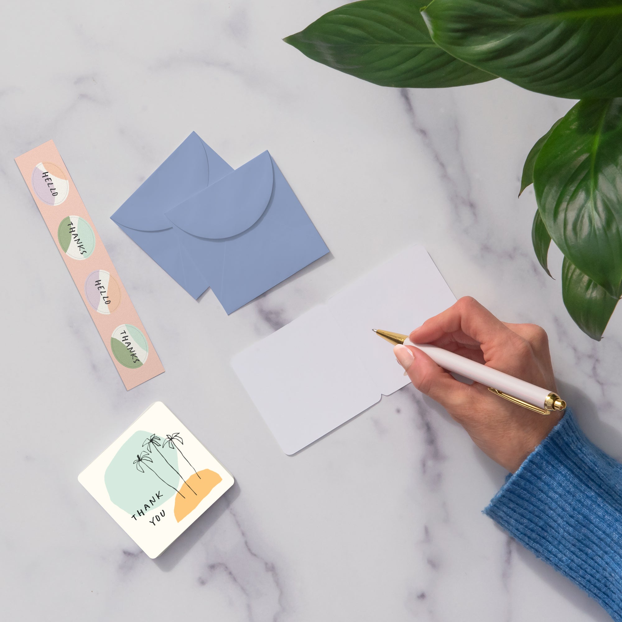 Dotted Palms Mini Note Card Set with Stickers