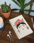 Portrait of Woman with Flower Crown Medium Spiral Notebook