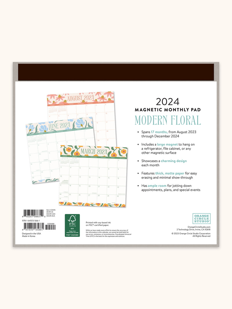 2024 Modern Floral Magnetic Monthly Pad