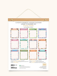 2024 Pretty Petals Bamboo-Hanger Calendar