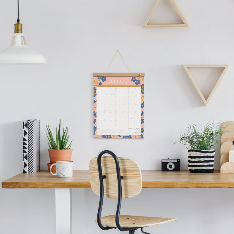 2024 Pretty Petals Bamboo-Hanger Calendar