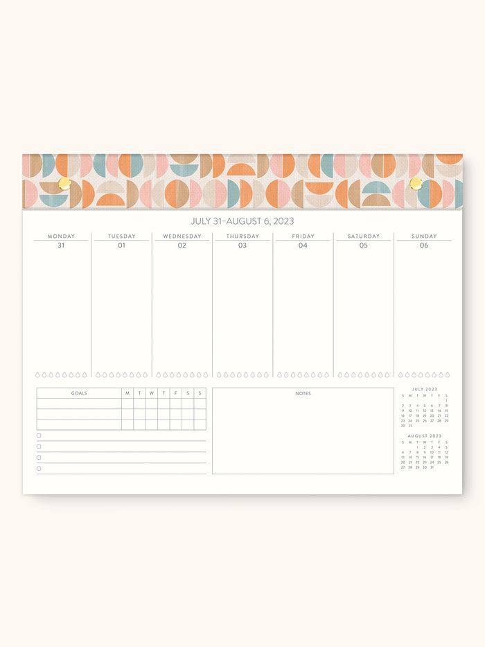 2024 Boho Suns Weekly Desk Calendar