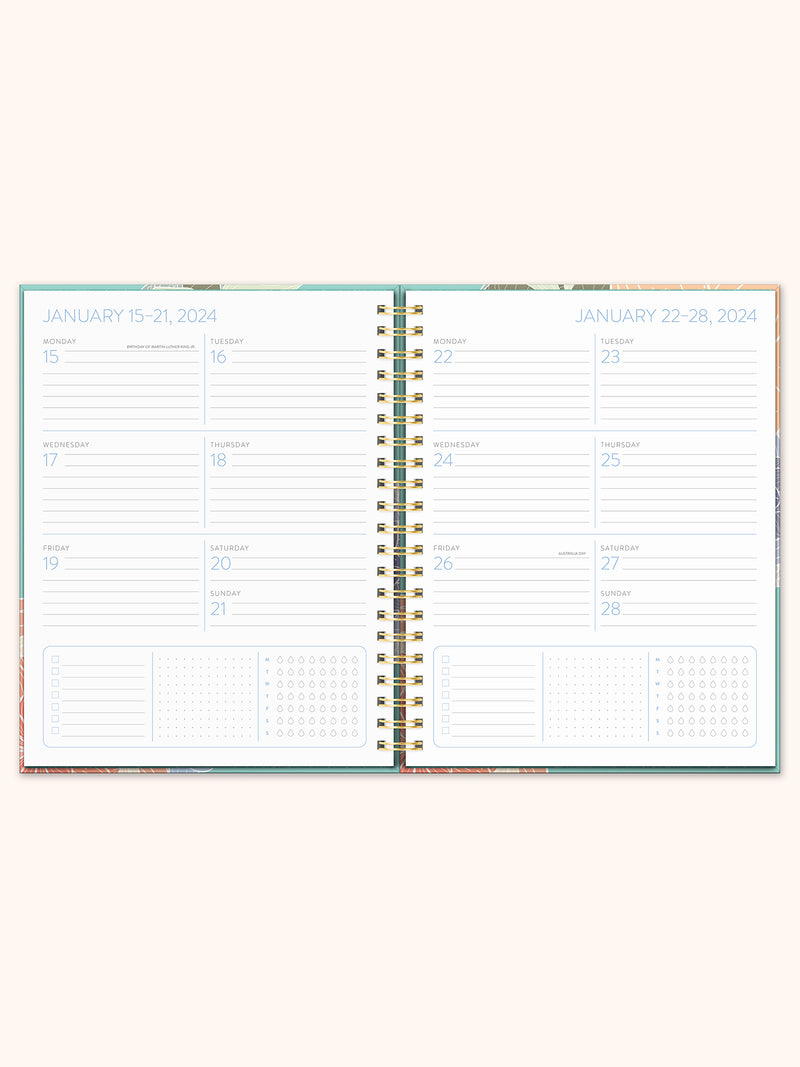 2024 Retro Flowers Extra-Large Spiral Planner