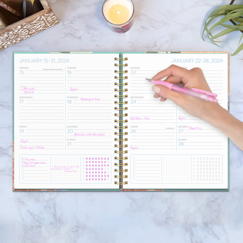2024 Retro Flowers Extra-Large Spiral Planner