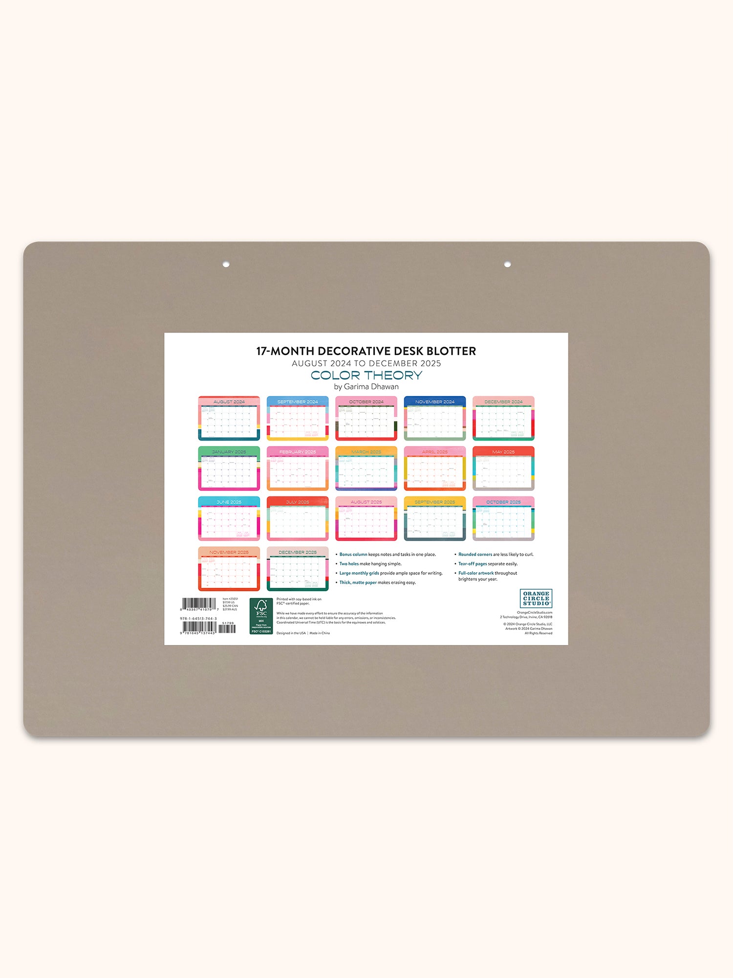 2025 Color Theory Desk Blotter Calendar Studio Oh!