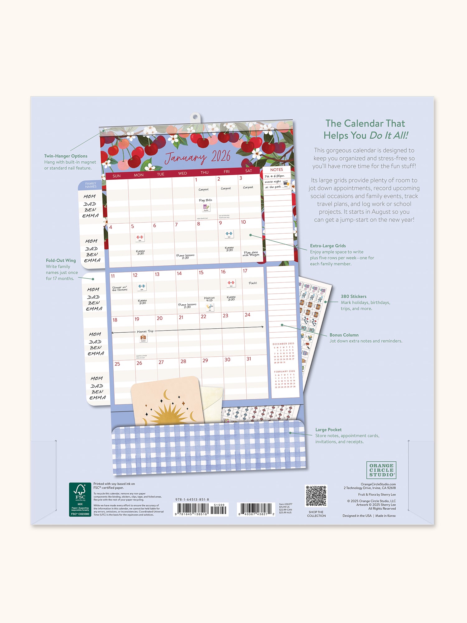 2026 Fruit &amp; Flora Do It All Wall Calendar