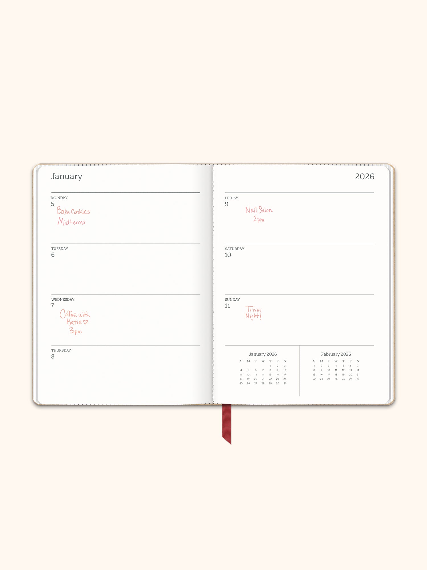 2026 Dots on Burgundy Medium Dual-Textured Planner