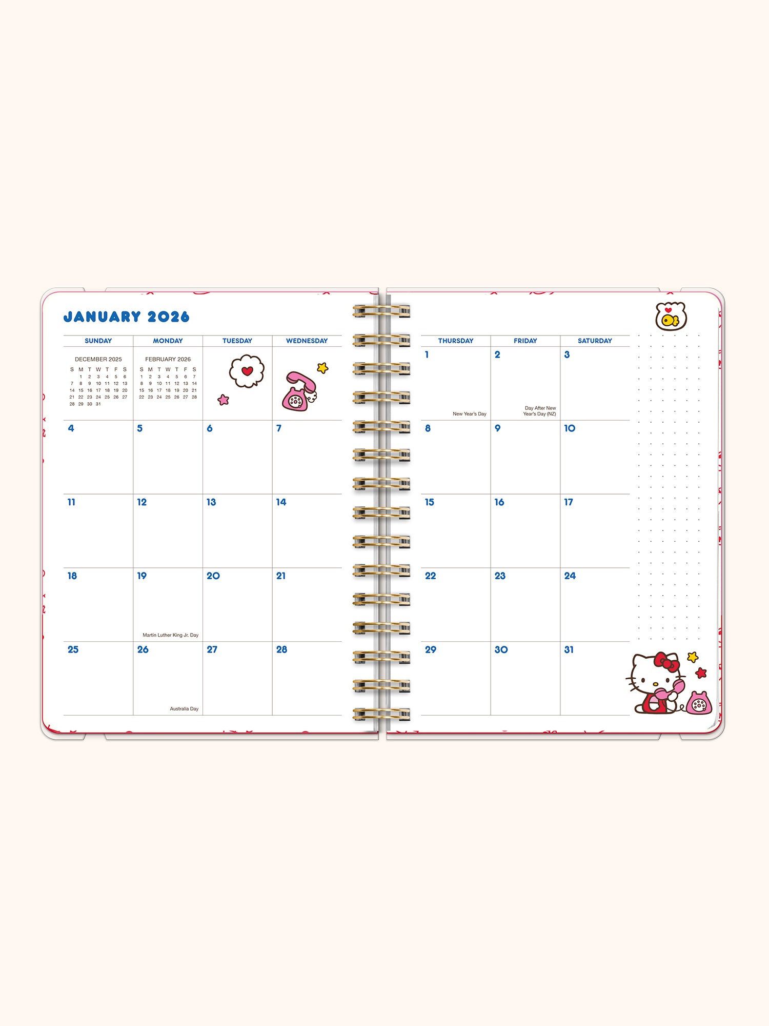 2026 Hello Kitty Playful Pink Deluxe Compact Flexi Planner