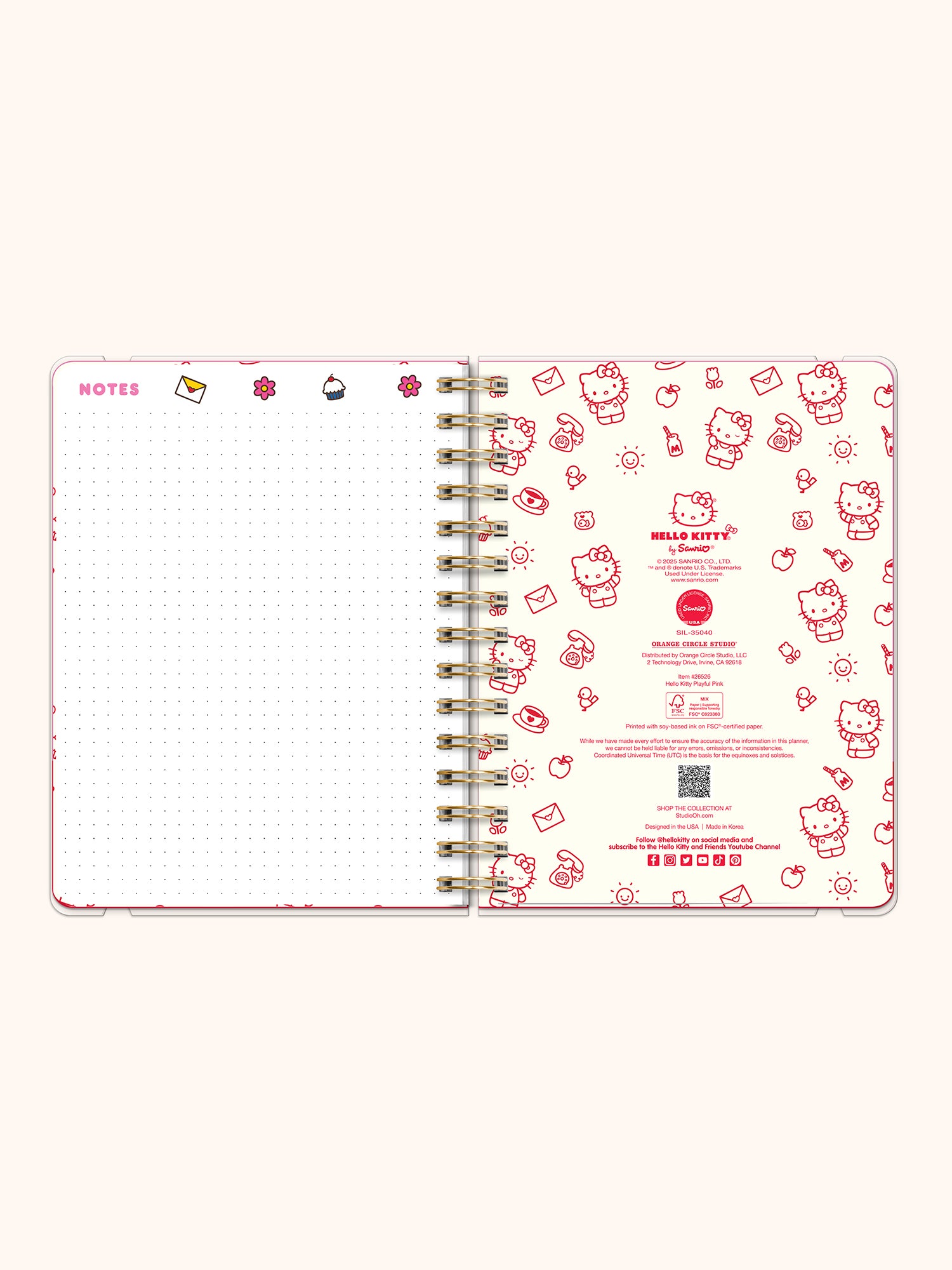2026 Hello Kitty Playful Pink Deluxe Compact Flexi Planner
