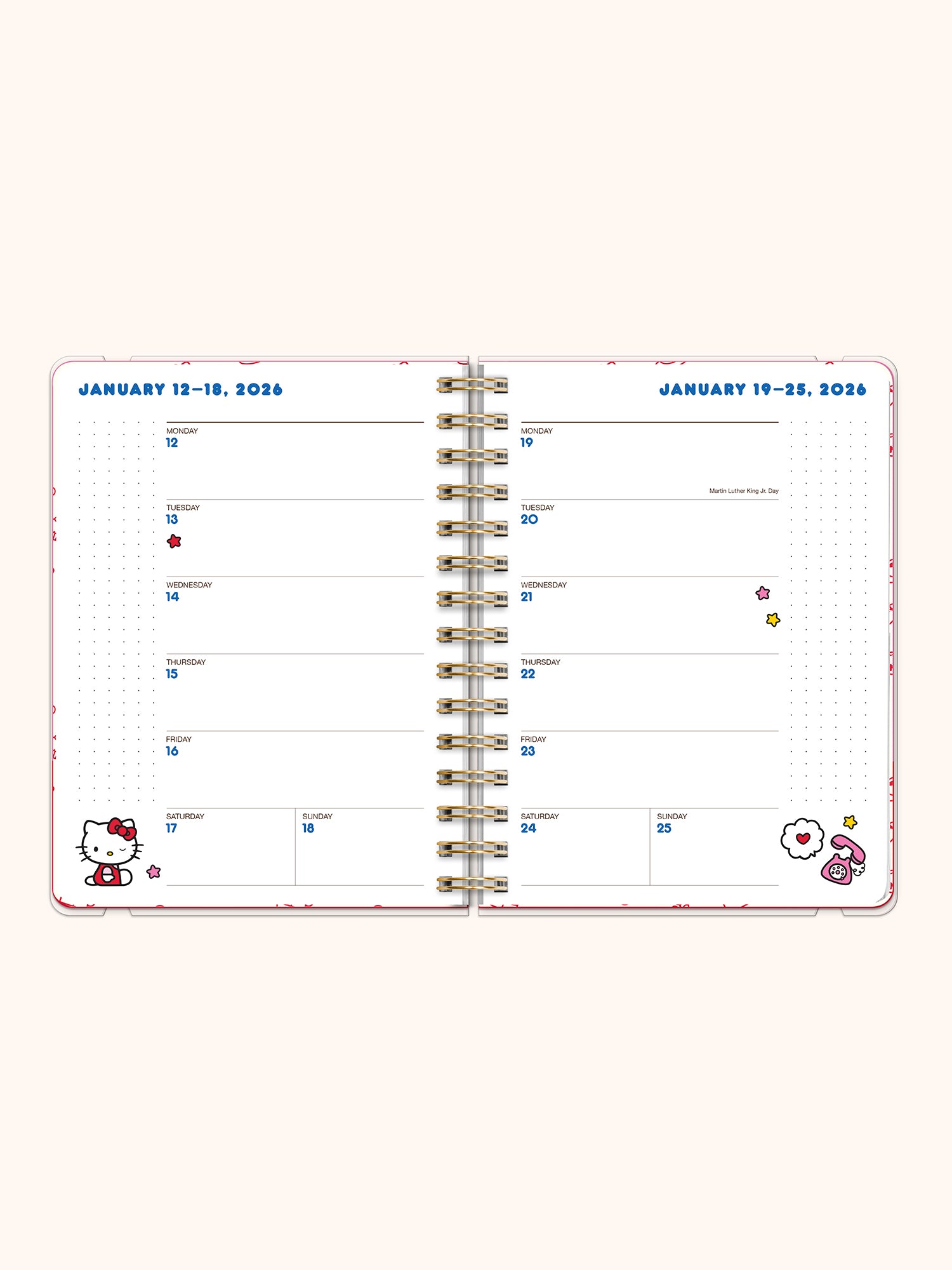 2026 Hello Kitty Playful Pink Deluxe Compact Flexi Planner