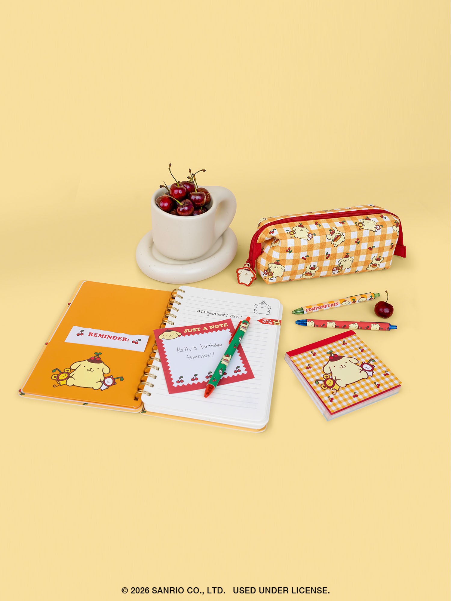 Sanrio Pompompurin Cherry Picnic Soft-Touch Gel Pen Set – Studio Oh!