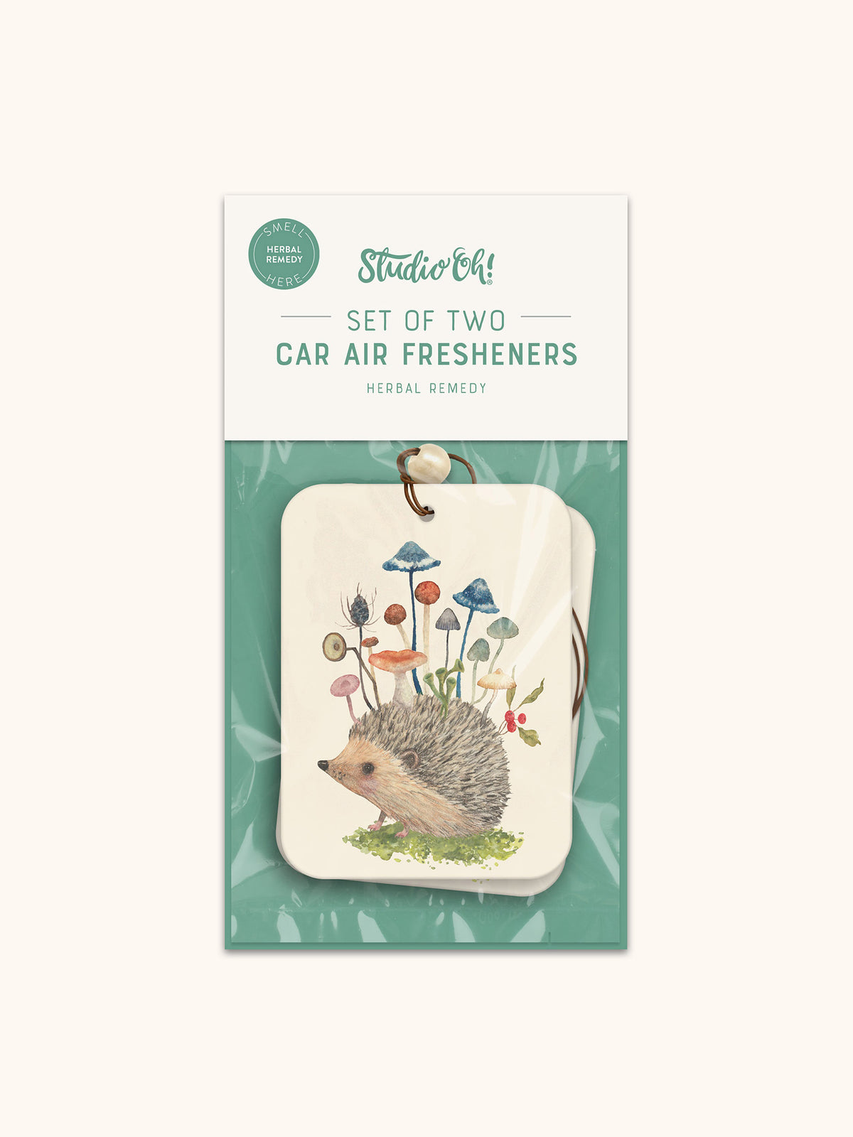 Hedgehog with Mushrooms Car Air Freshener