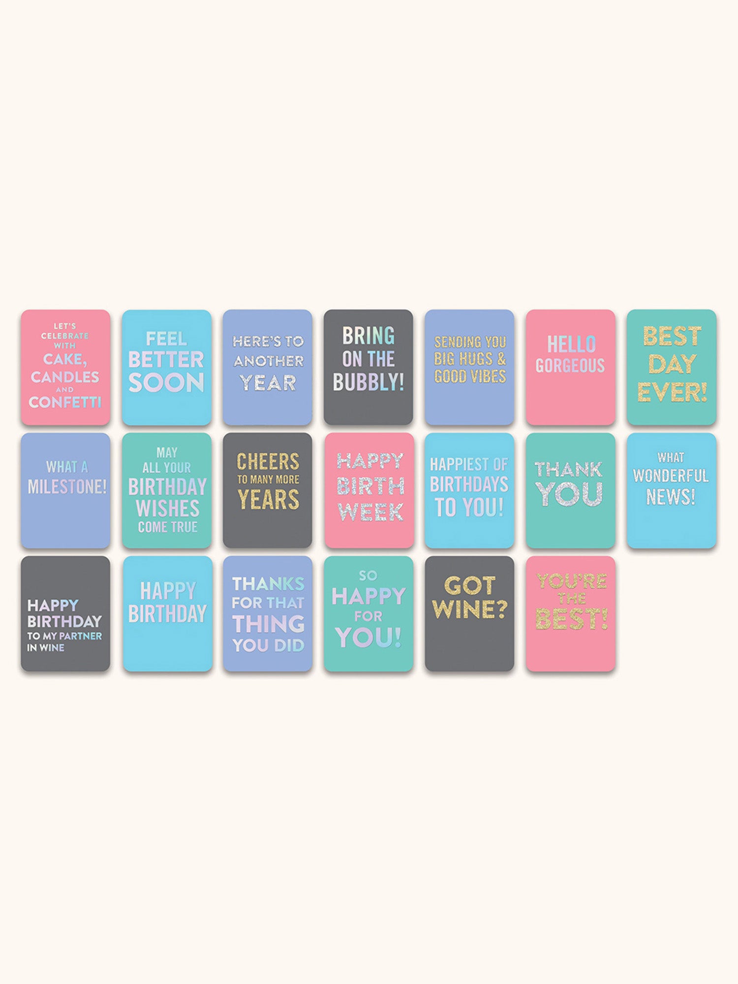 Silver Glitter All-Occasion Greeting Card Assortment