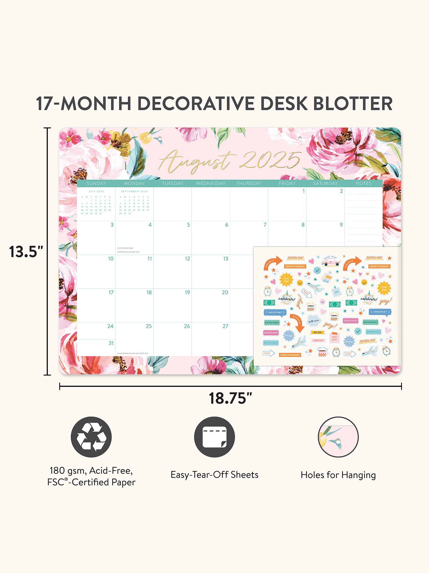 2026 Bella Flora Decorative Desk Blotter