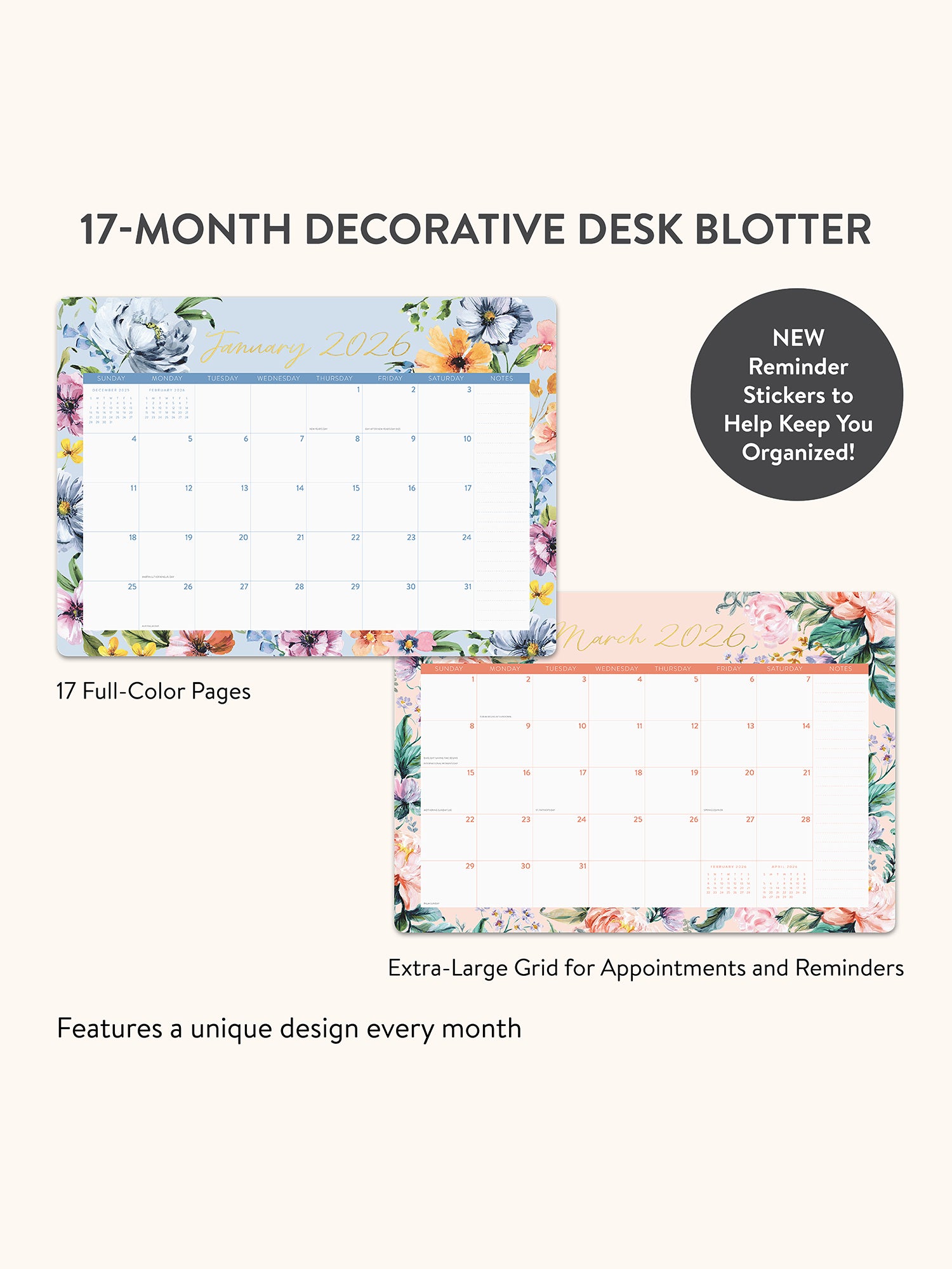 2026 Bella Flora Decorative Desk Blotter