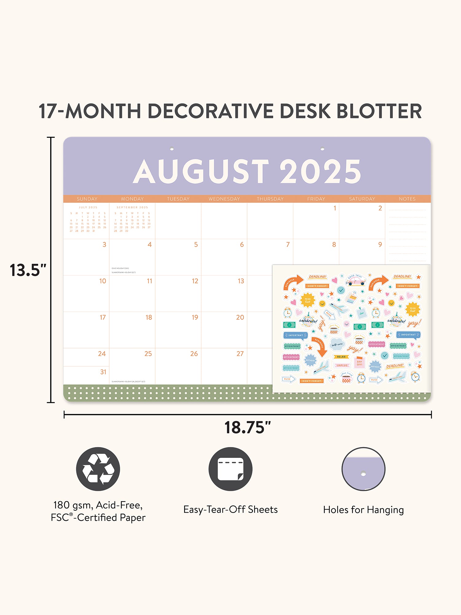 2026 Color Block Decorative Desk Blotter