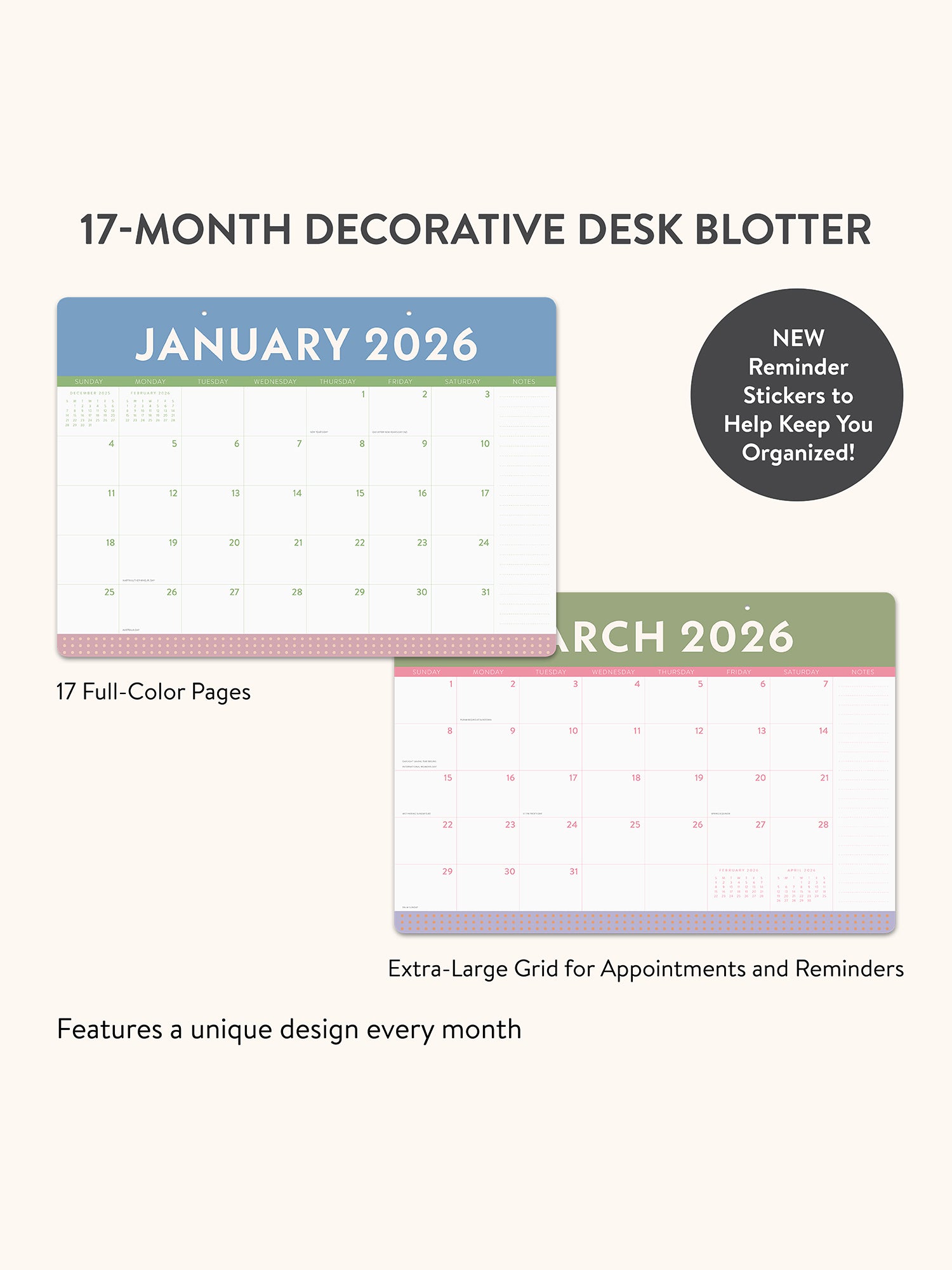 2026 Color Block Decorative Desk Blotter