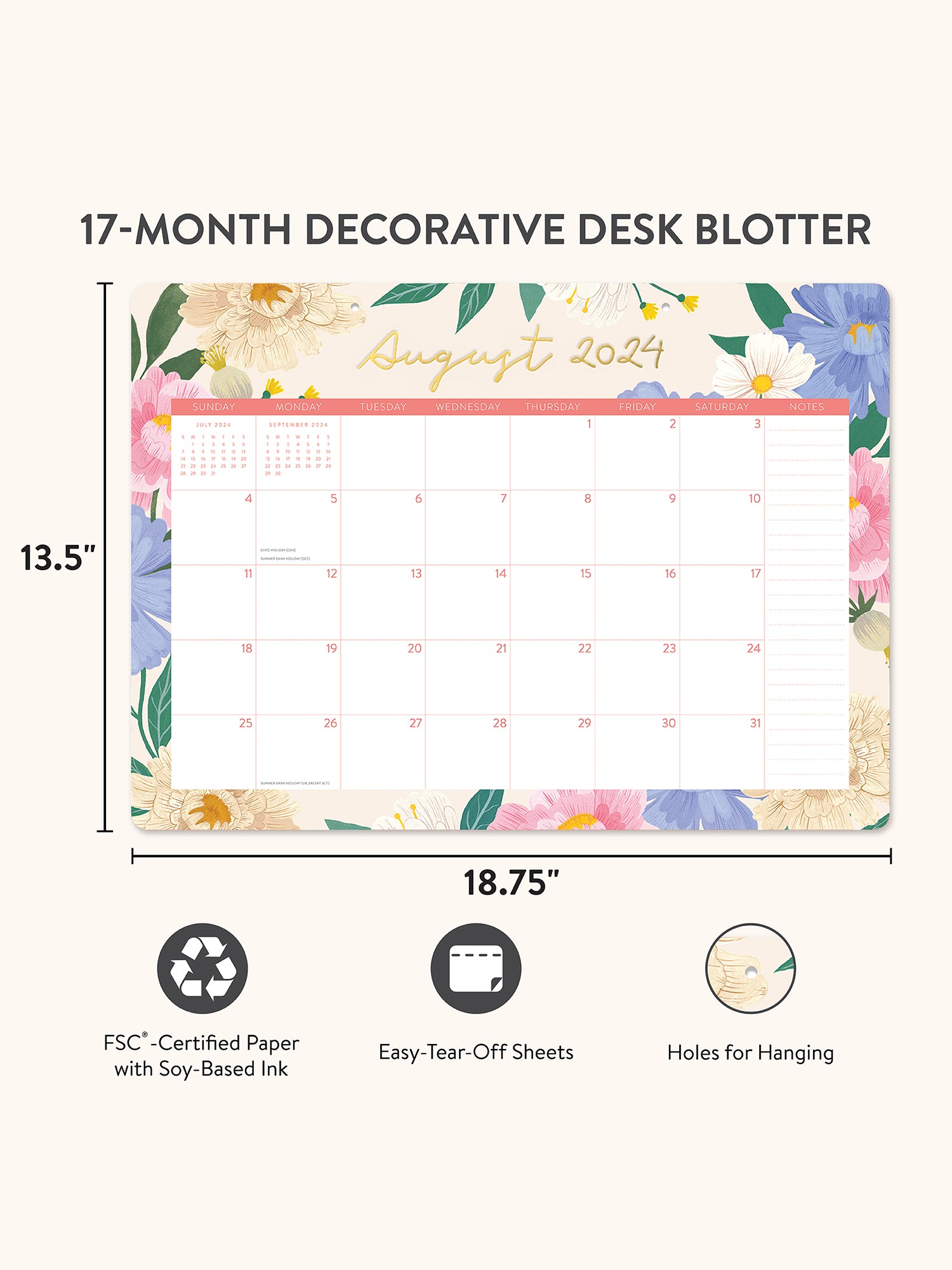 2025 Bella Flora Desk Blotter Calendar