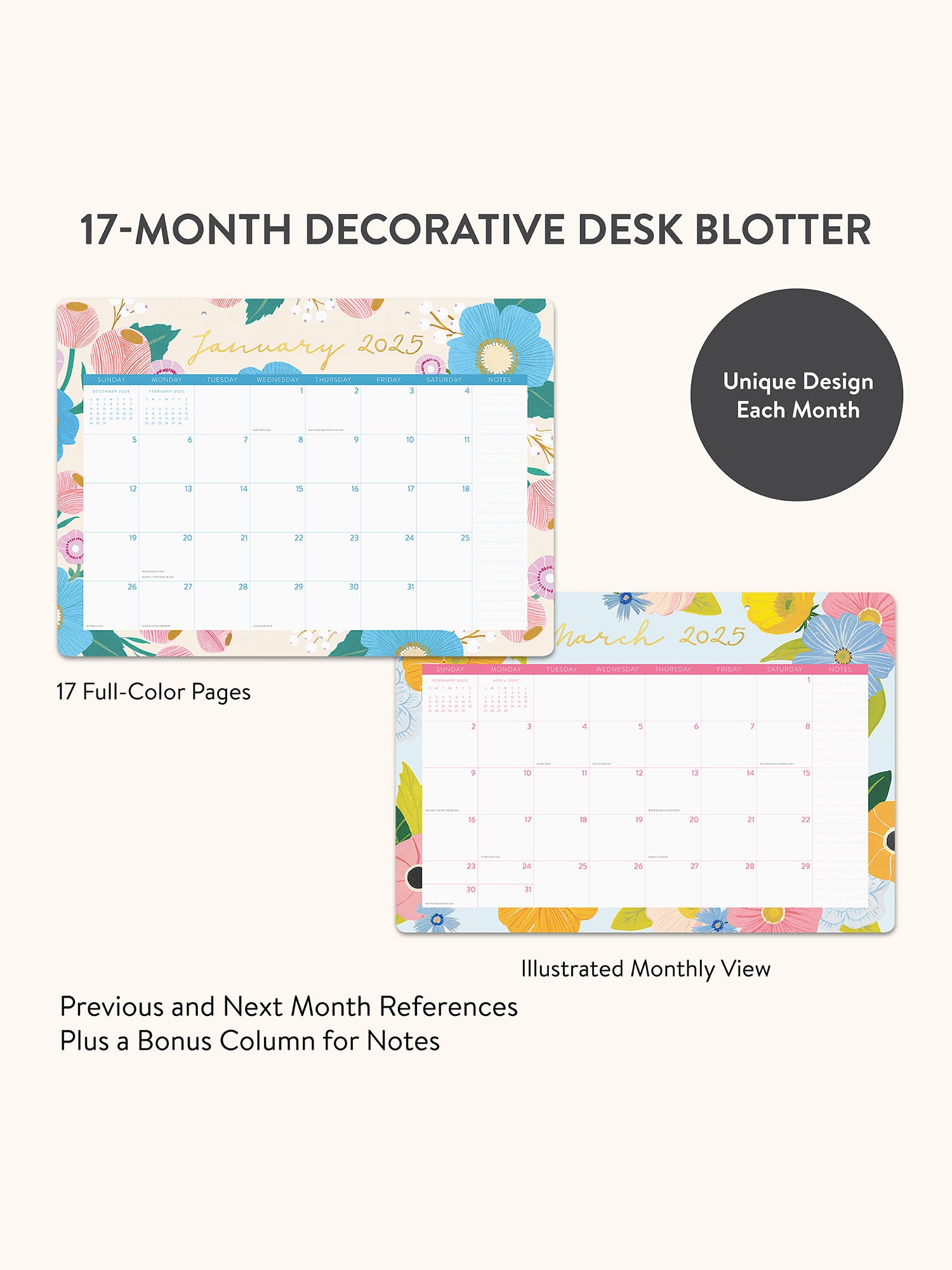 2025 Bella Flora Desk Blotter Calendar