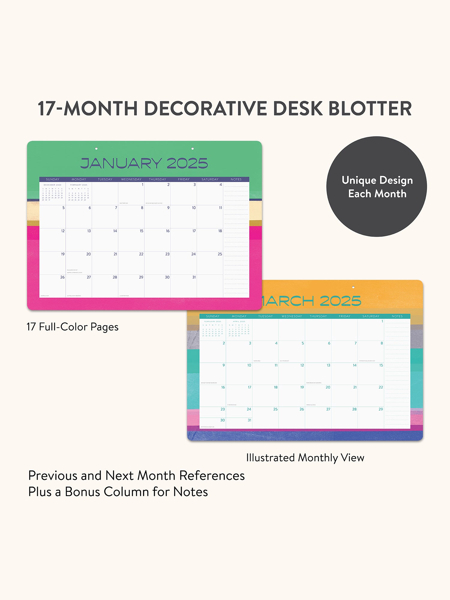 2025 Color Theory Desk Blotter Calendar