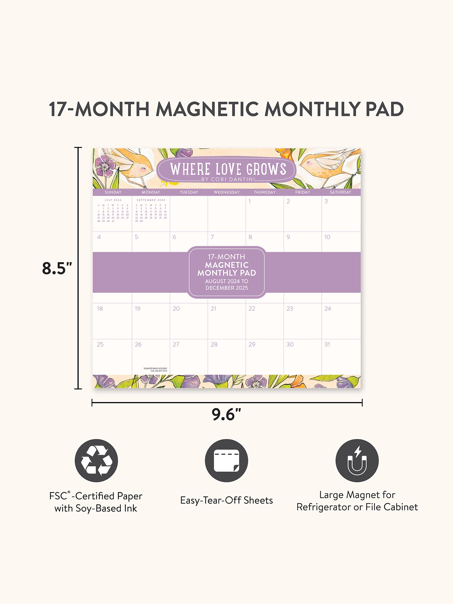 2025 Where Love Grows Magnetic Monthly Pad Calendar