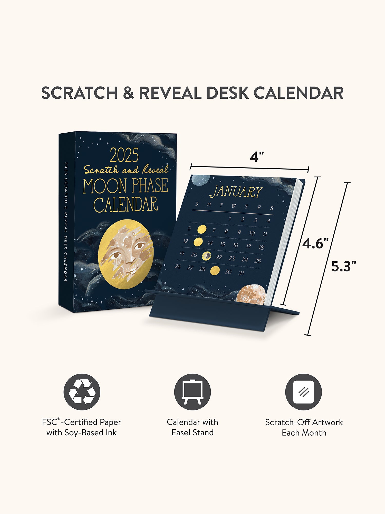 2025 Moon Phases Scratch & Reveal Desk Calendar Studio Oh! 2025 Moon Calendar Cards List Price