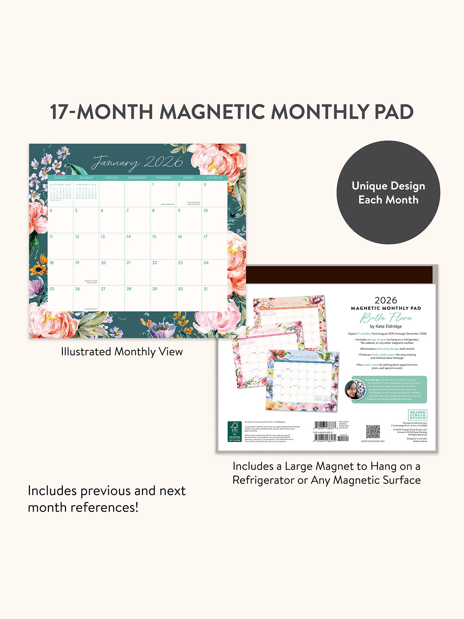 2026 Bella Flora Magnetic Monthly Pad