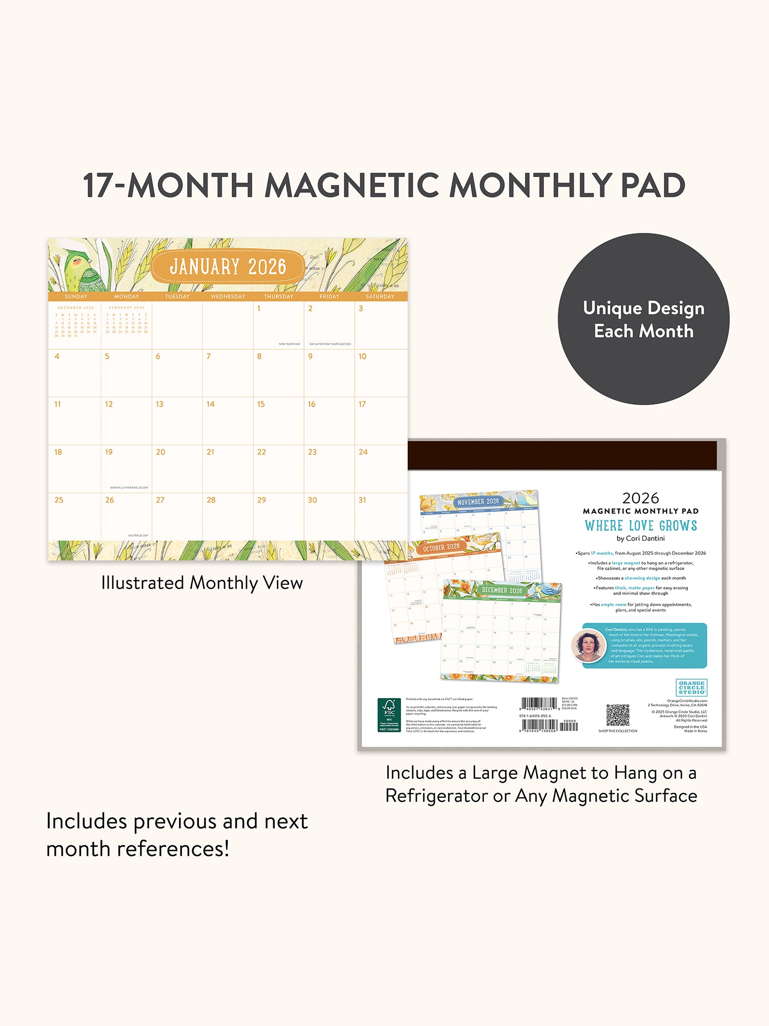 2026 Where Love Grows Magnetic Monthly Pad