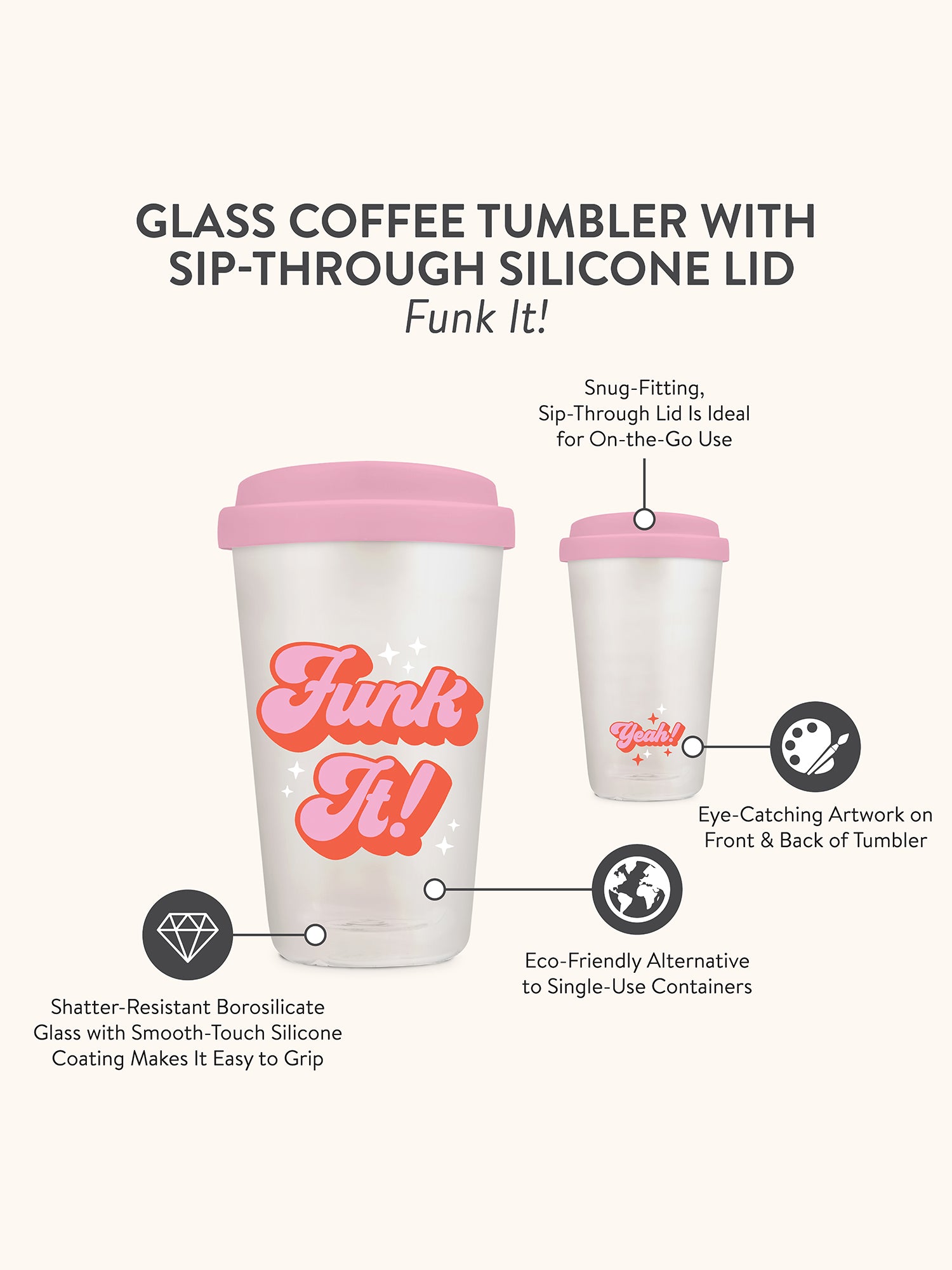 Funk It! Glass Coffee Tumbler - Thumbnail 2