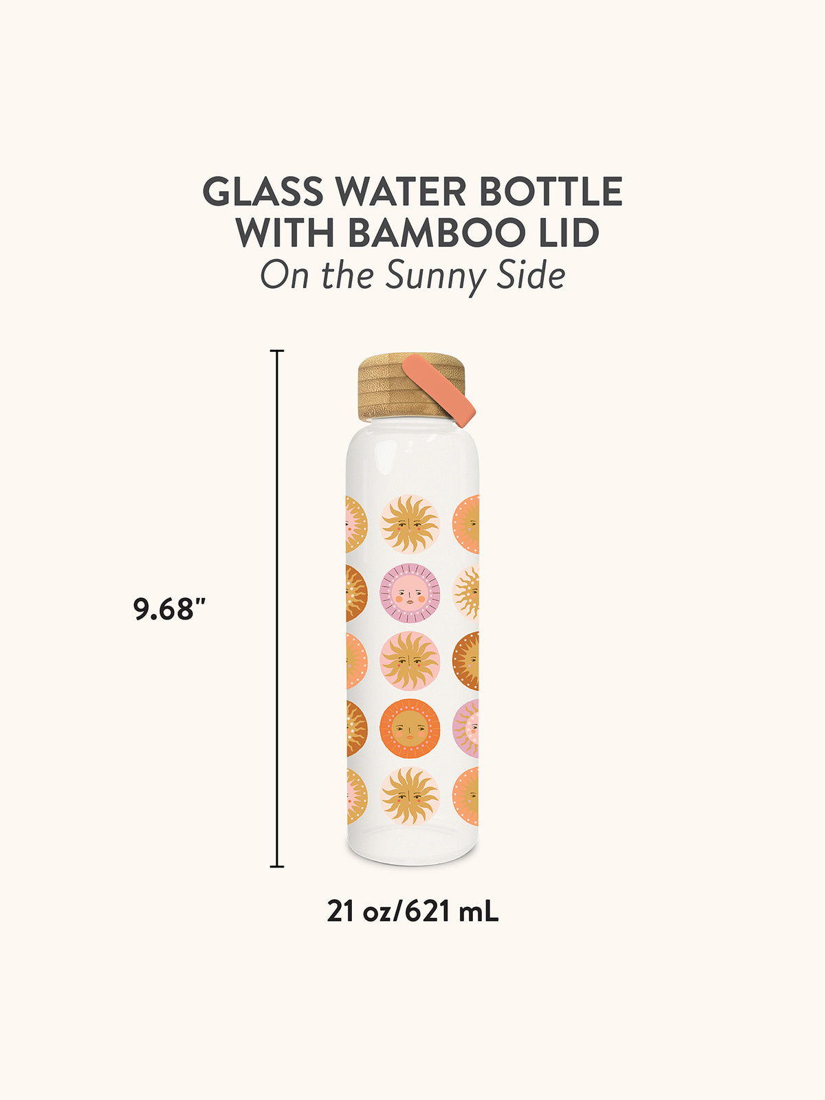On the Sunny Side Glass Water Bottle with Bamboo Lid
